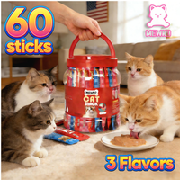 【60 STICKS] MEWNO Lickable Cat Treats 3 Flavors Variety Pack 0.5 Ounces Each Tube Hydrating Purée for Cats Low Calorie Urinary & Kidney Health Supplements